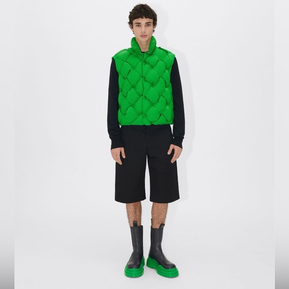 Bottega Veneta BV Green Weaving Puffer Down Vest Jacket Quilted Parakeet Thick - Picture 2 of 12